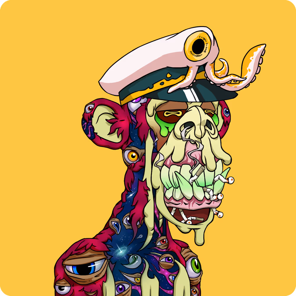 Mutant Ape Yacht Club style AI generated mascot - psychedelic anime character